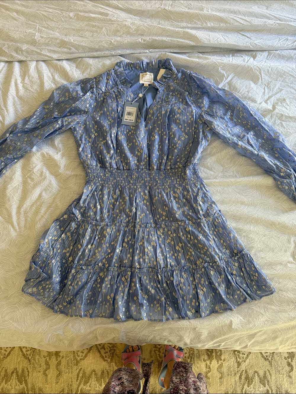 Sail to Sable Blue Dress with Gold Dot Accents